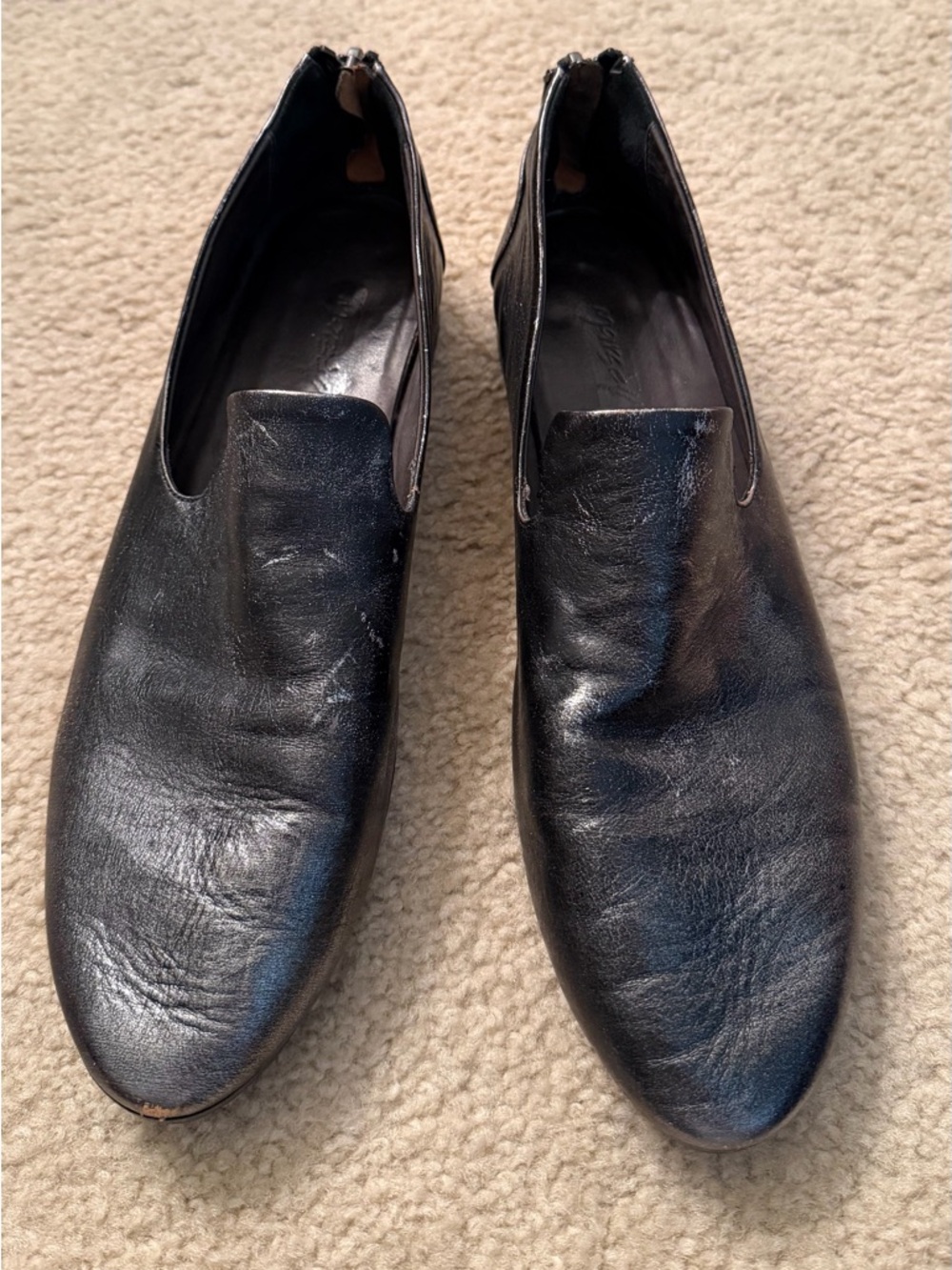 Marsell Black Leather Slip-On Flats
